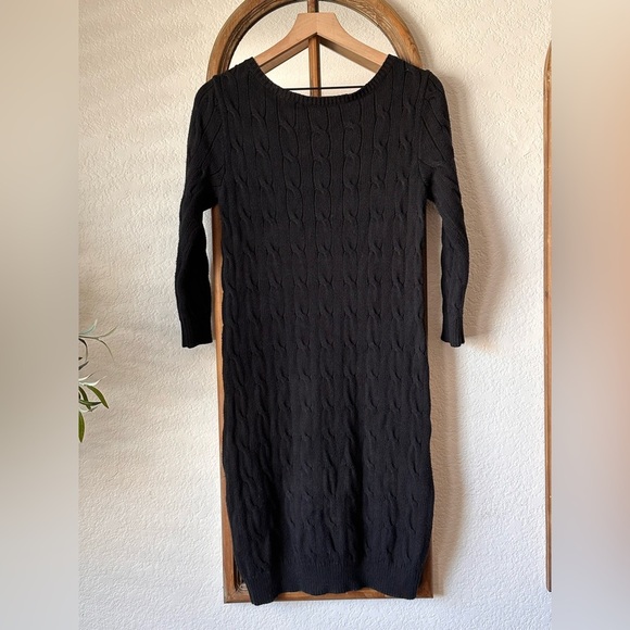 Ralph Lauren Sport Black Cable Knit Sweater Dress | Size L | 100% Cotton - Picture 2 of 6
